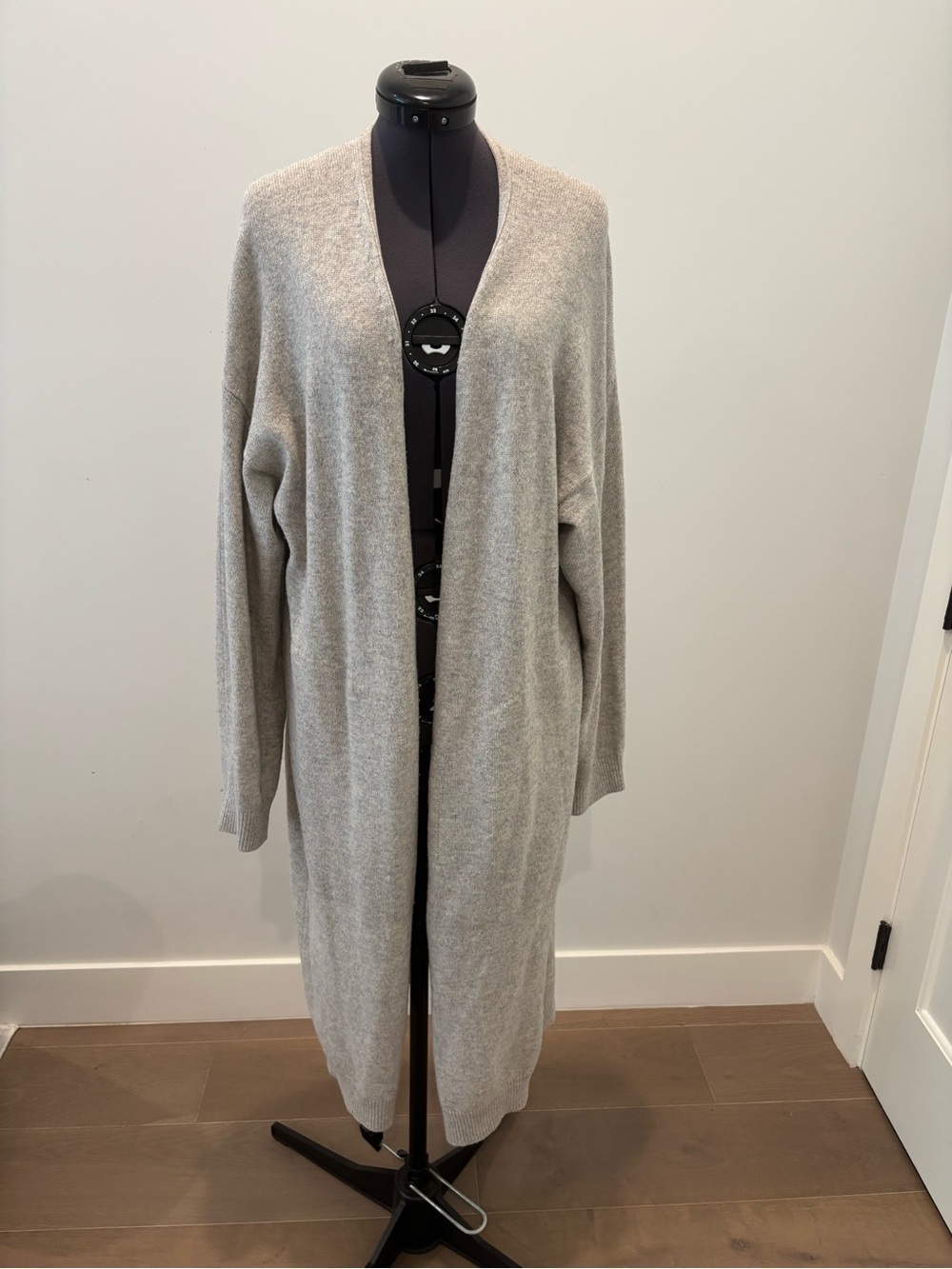 Art & Science Open-Front Long Cardigan Sweater - Light Gray